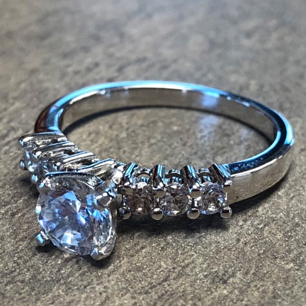 14k White Gold 7 Stone Engagement Ring